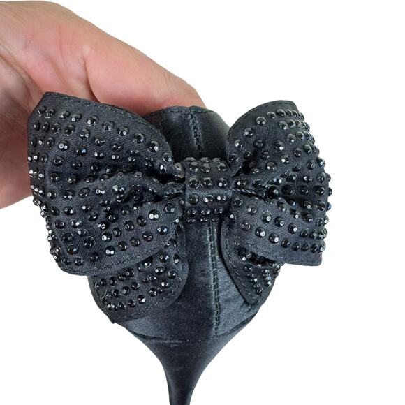 Rampage Normina Black Satin Studded Bow Stilleto Heels Women's Size 10 - Picture 4 of 8